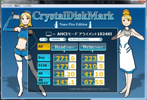 Intel SSD 320 AHCI接続 アライメント=1024