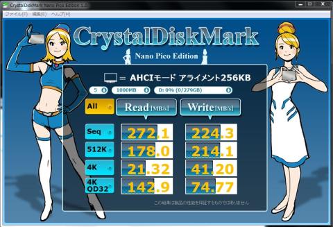 Intel SSD 320 AHCI接続 アライメント=256