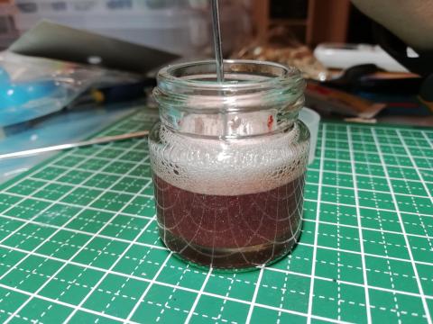 攪拌後、泡立っています(^^;