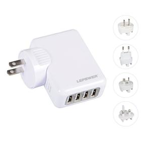 Lepower エルイーパワー海外旅行用マルチ変換プラグ 世界主要国対応 アメリか イギリス ヨーロッパ オーストラリア 出力27w 5v 5 4a 4ポートのusb端子付き Iphone Ipad Ipod Android Phone Tablet などusb充電設備に適用 White ジグソー レビューメディア