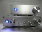 上:TA2020NFJキット 下:中華NE5532プリアンプ