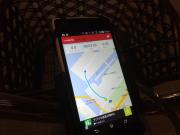 走行中の様子3:画面を地図モードに切り替え