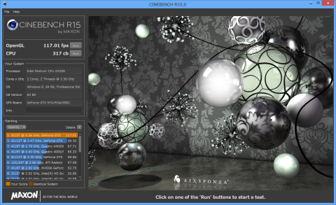 CINEBENCH R15のスコア