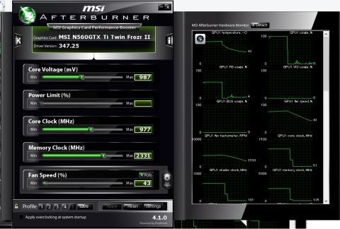 MSI Afterburnerによる11%OC設定画面