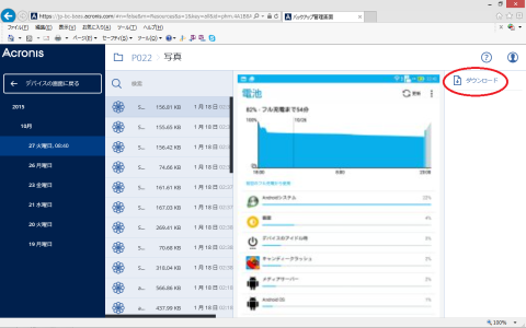 選んだファイルのプレビューとダウンロードボタン