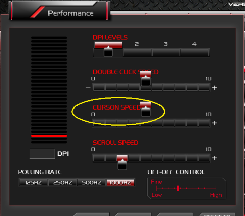 Cursor Speed設定も可能