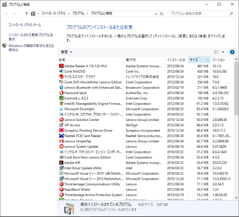 インストールソフトは3.07GB