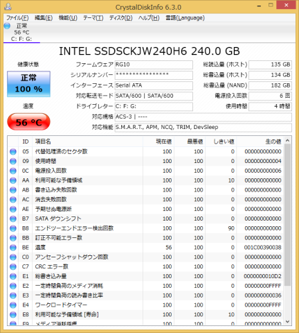 高負荷時のSSD温度