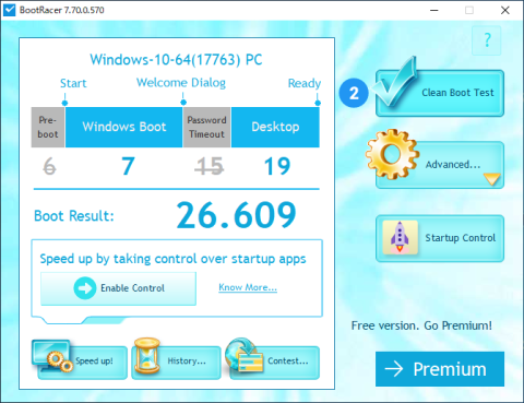 BootRacerによるWindows起動時間の測定結果