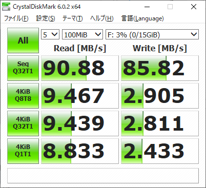NUC2接続時のベンチマーク
