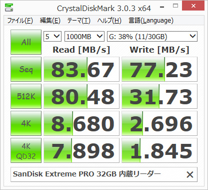 内蔵カードリーダーで測定