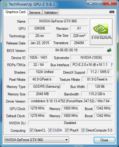 GPU-Z Palit GeForce GTX960 SuperJetStream