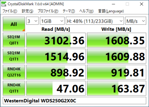 ▲WDS250G2X0C (NVMe SSD)