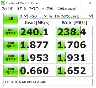 ▲TOSHIBA MD05ACA600 (SATA HDD)