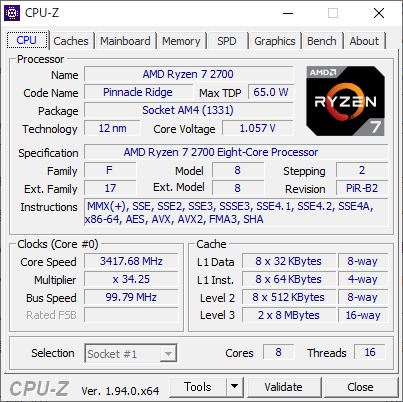 ▲CPU-Z(基本情報)