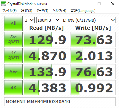 ▲Crystal Disk Mark 5.1.0