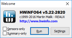 モニタリングに使用したHWiNFO64 v5.22-2820