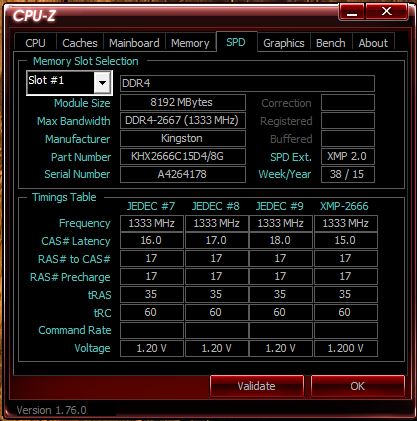 Kingston製 DDR4のSPD