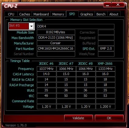 CORSAIR製 DDR4のSPD