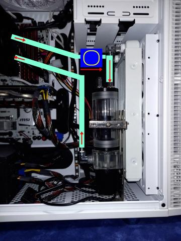 ラジエターからエルボー経由でリザーブタンク