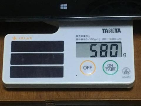 本体の重さは580g