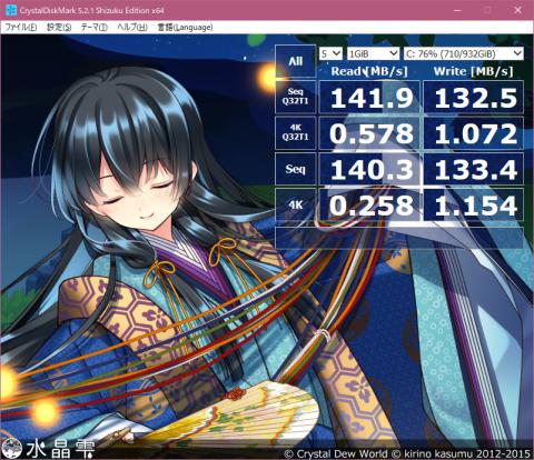 参考までにCrystalDiskInfoの結果
