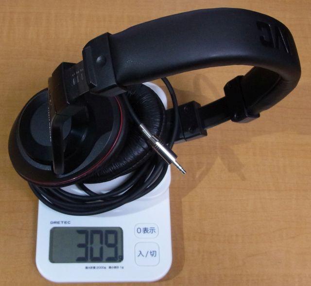 HA-MX10は公称と大きく違い309g。