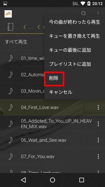 正常ファイルは本体でも「削除」できる