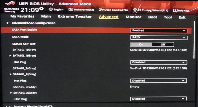 SATA modeは設定は「RAID」のママ