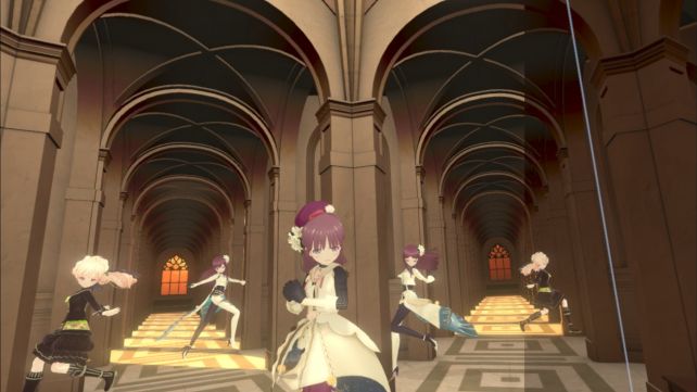 奥まで続く廊下に見え隠れする少女たち...