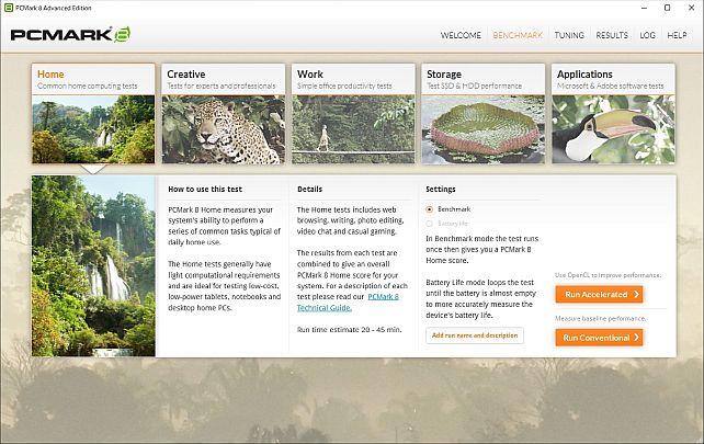 Home、Creativeなどいくつかのベンチがある