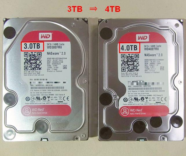 比べると意外に違う3TBと4TBのWD Red