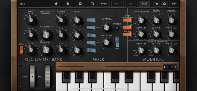 編集モード?鍵盤は小さくなるが、パネルの重要な部分が大きくなる。
