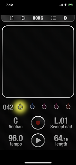 初期画面。とても楽器とは思えない。