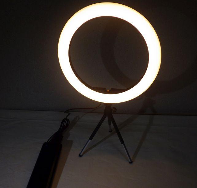 この脚、華奢だが外形26cmのLEDリングライトも支えることが可能