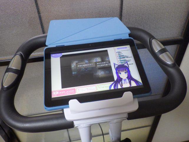 動画観ながら漕げるのはいいけれど、表示は完全に見えなくなる