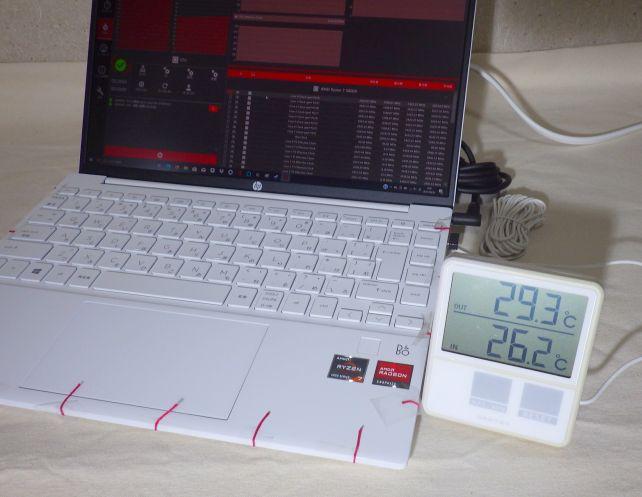 室温26℃台から、排気は30℃近くまで上昇した