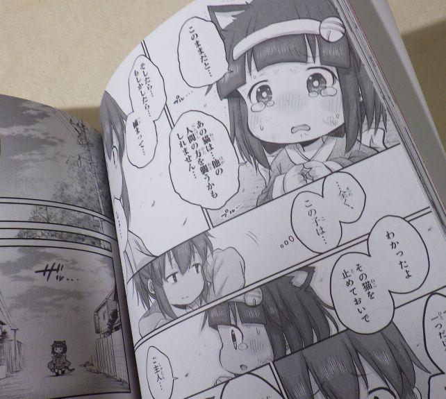 自分からお魚を奪う野良猫を心配するみゃーこ。