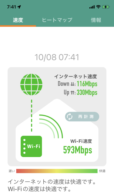 こういう感じでインターネットと無線LANが分離して計測できるのが良い