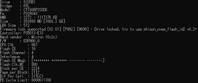 PHISON PS5013-E13コントローラーと、MicronのNAND採用