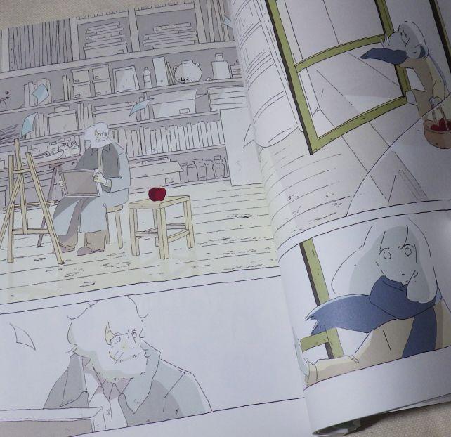 ふたりの出逢いのシーン。少女が老画家のスペースに入ってくる(物理)