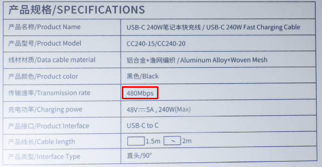 裏の諸元表にも「」と書いてあるので、USB2クラス。
