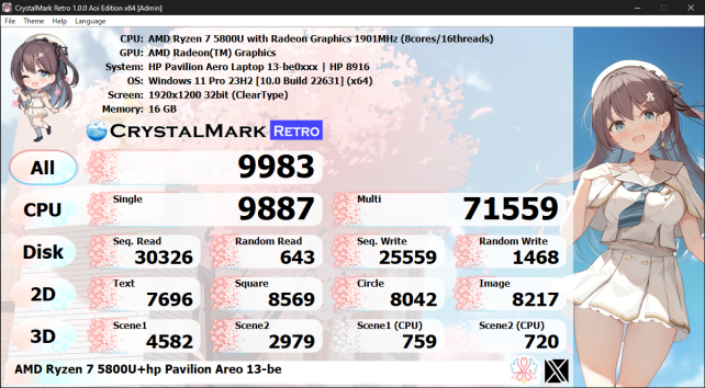 CPUのSingleの高さと、小細工を弄してないSSD(Disk)が素直に速い。