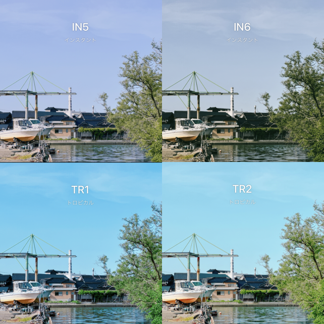 IN(インスタント)5と6、TR(トロピカル)の1と2。