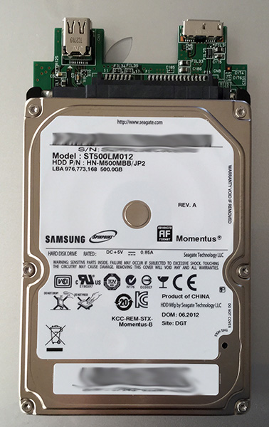 HDDはSAMSUNGのST500LM012