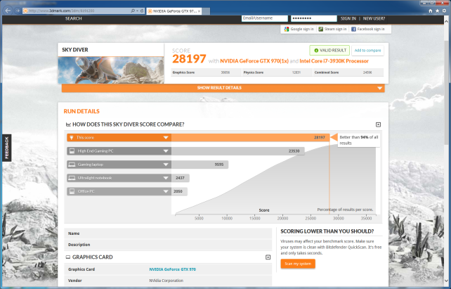 3DMark SkyDiver GeForce GTX 970