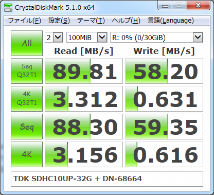 ▲Crystal Disk Mark 5.1.0 (DN-46648使用)