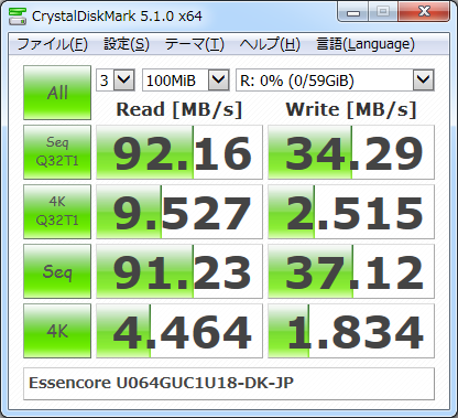 ▲Crystal Disk Mark 5.1.0