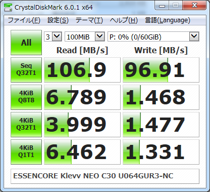 ▲Crystal Disk Mark 6.0.1