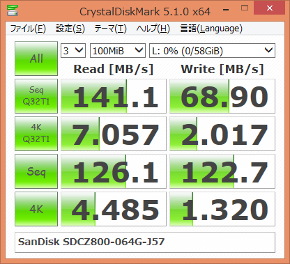 ▲Crystal Disk Mark 5.1.0